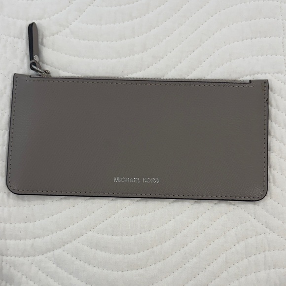 Michael Kors Handbags - Michael Kors Light Grey Leather Pouch